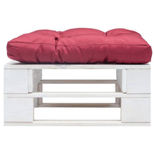 Tuinpoef Met Kussen Pallet Hout Wit en rood