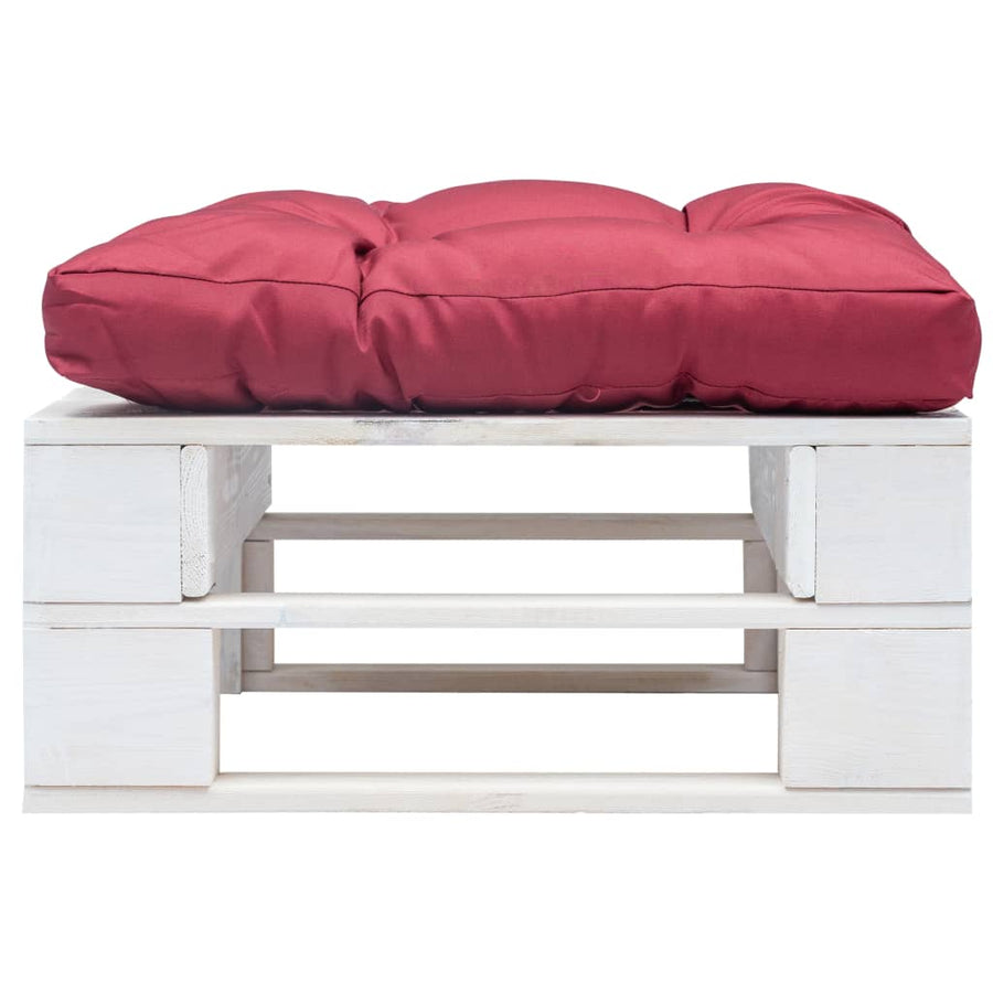 Tuinpoef Met Kussen Pallet Hout Wit en rood
