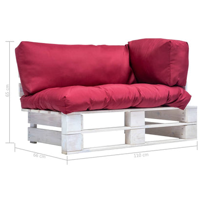 Tuinbank Met Rode Kussens Pallet Grenenhout Wit en rood