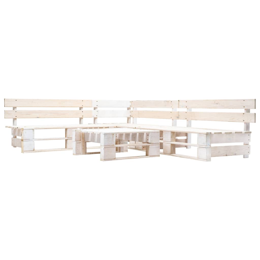 -Delige Loungeset Pallet Hout Wit