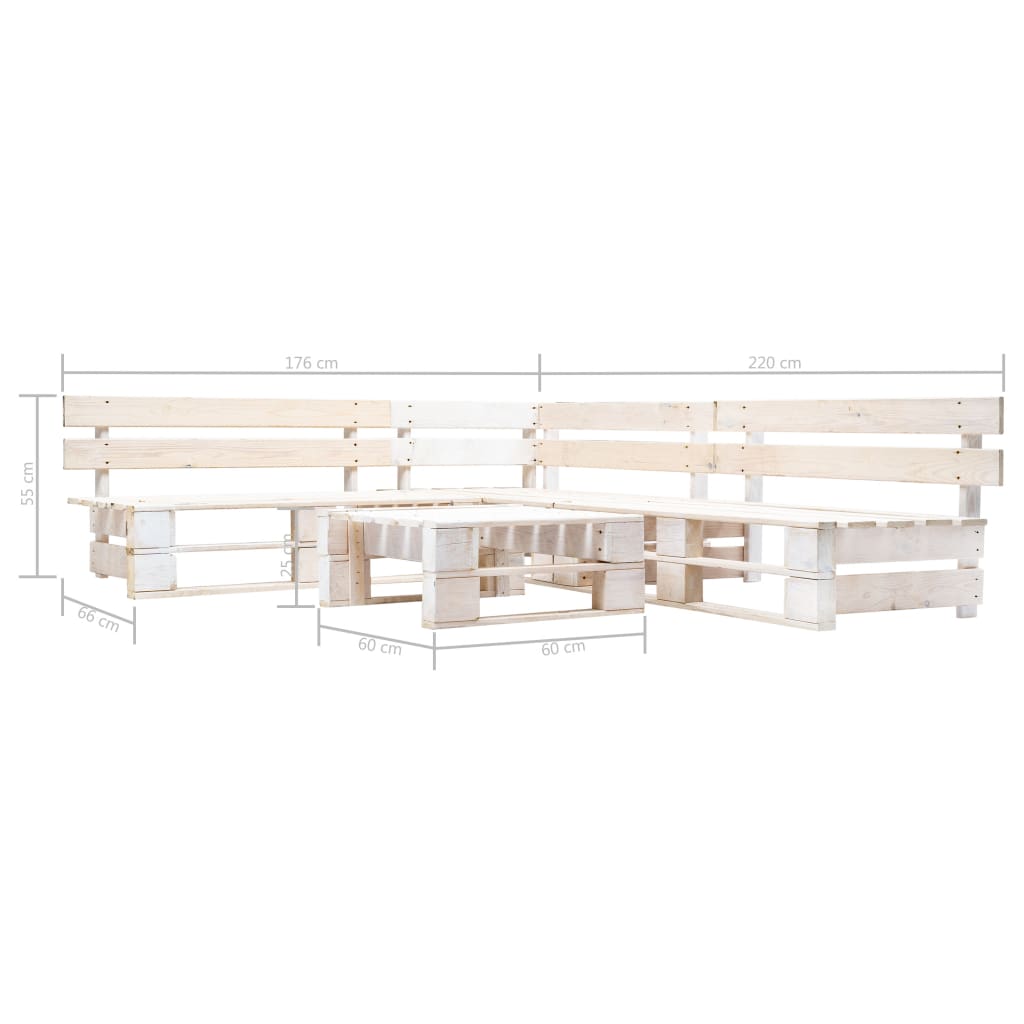 -Delige Loungeset Pallet Hout Wit