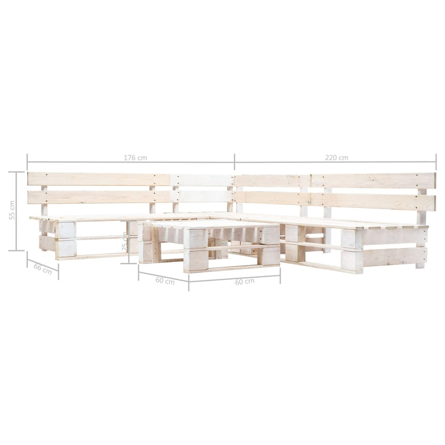 -Delige Loungeset Pallet Hout Wit