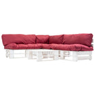 4-Delige Loungeset Pallet Met Rode Kussens Hout Wit en rood