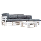 Loungeset pallet wit met grijze kussens