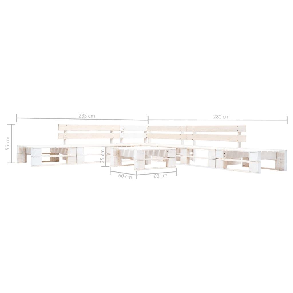 -Delige Loungeset Pallet Hout Wit