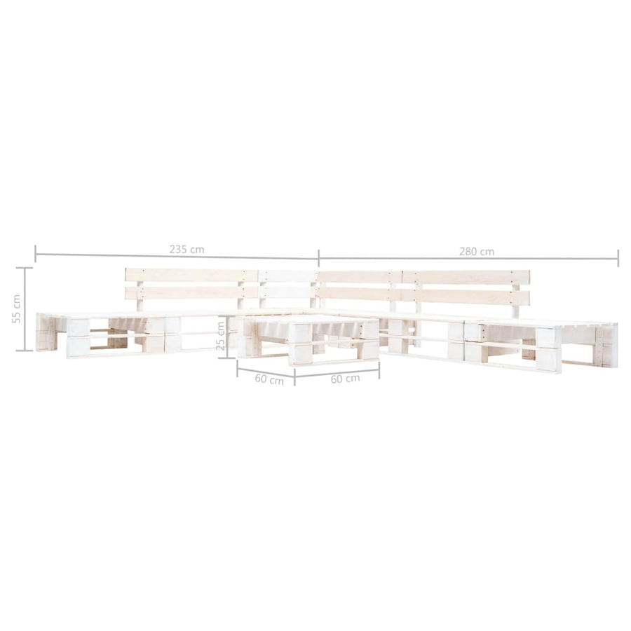 -Delige Loungeset Pallet Hout Wit