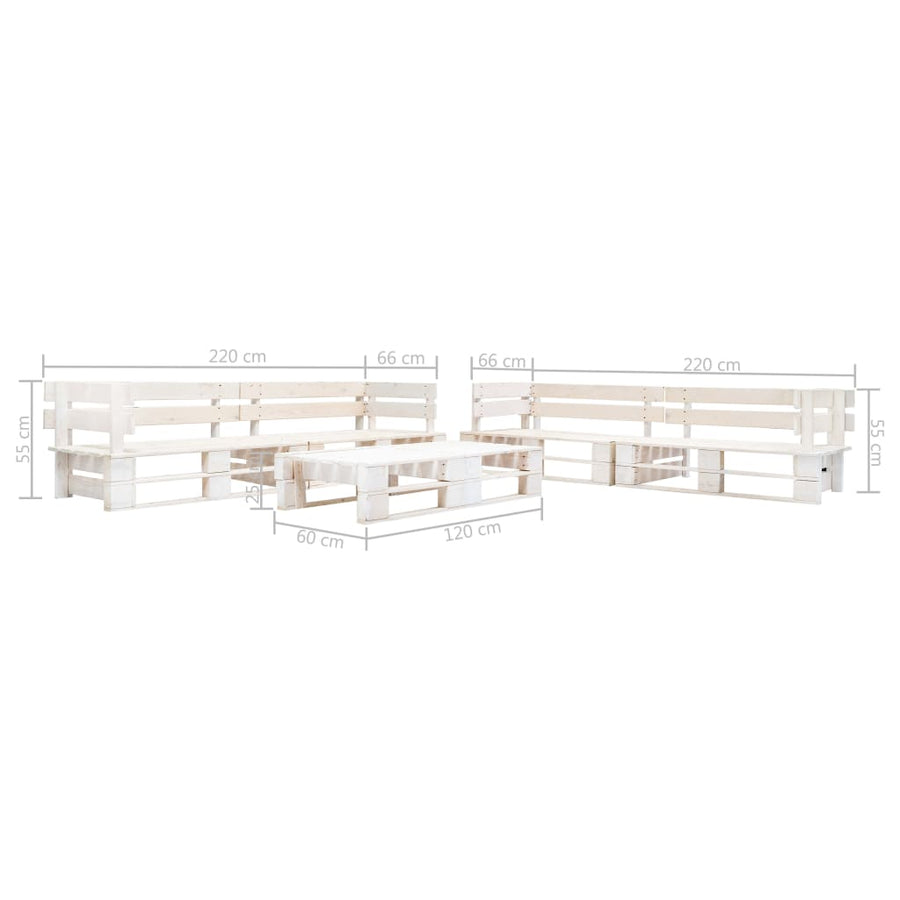 -Delige Loungeset Pallet Hout Wit