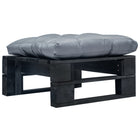 Garden pouf with grey cushion pallet wood black