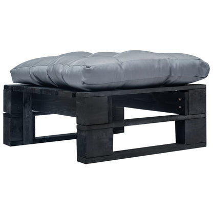 Tuinpoef Met Kussen Pallet Hout Zwart en grijs