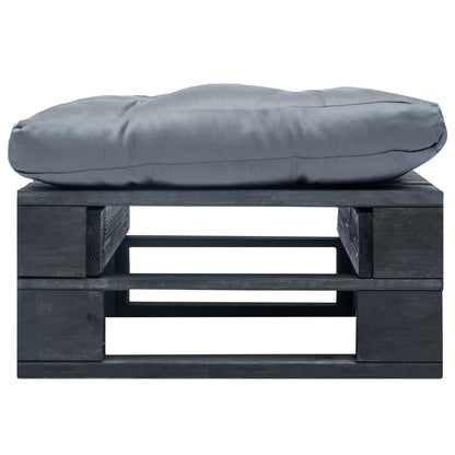 Tuinpoef Met Kussen Pallet Hout Zwart en grijs