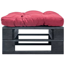 Tuinpoef Met Kussen Pallet Hout Zwart en rood