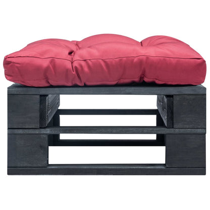 Tuinpoef Met Kussen Pallet Hout Zwart en rood