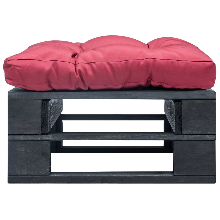 Tuinpoef Met Kussen Pallet Hout Zwart en rood