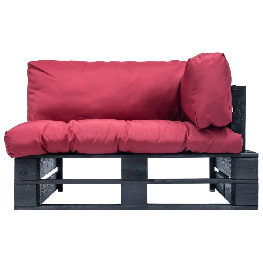 Tuinbank Pallet Met Rode Kussens Grenenhout Zwart en rood