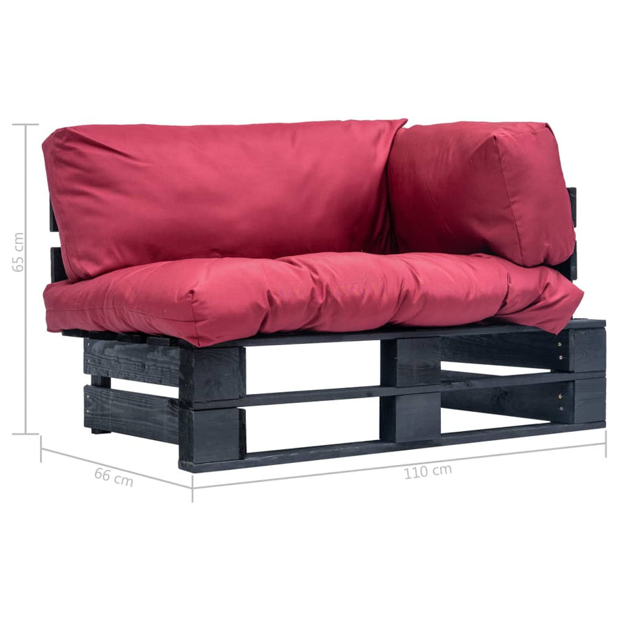 Tuinbank Pallet Met Rode Kussens Grenenhout Zwart en rood