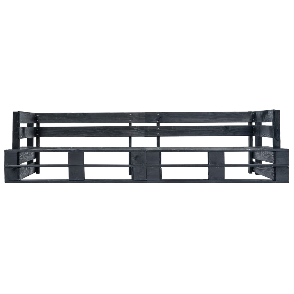 Tuinbank 2-Zits Pallet Hout Zwart