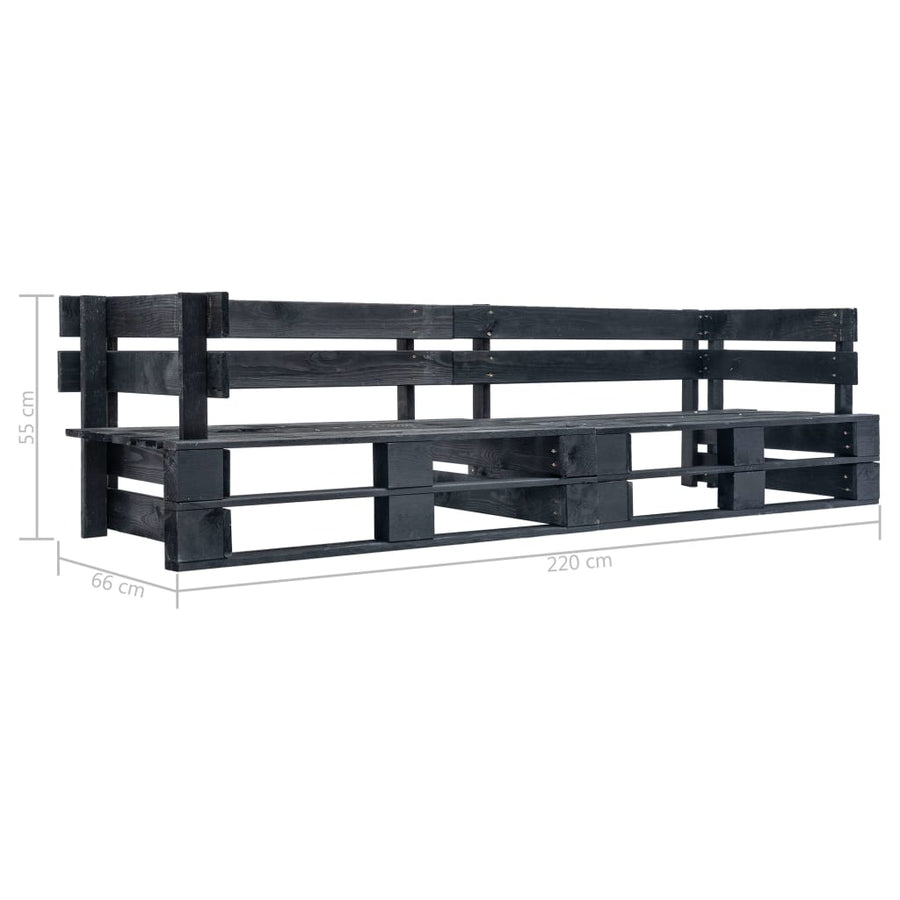 Tuinbank 2-Zits Pallet Hout Zwart