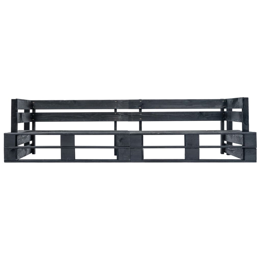2-Delige Tuinbankenset Pallet Met Grijze Kussens Grenenhout Zwart en grijs