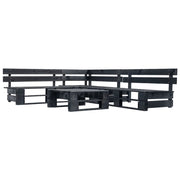 Loungeset 4-delig grenenhout zwart 220x176x55 cm
