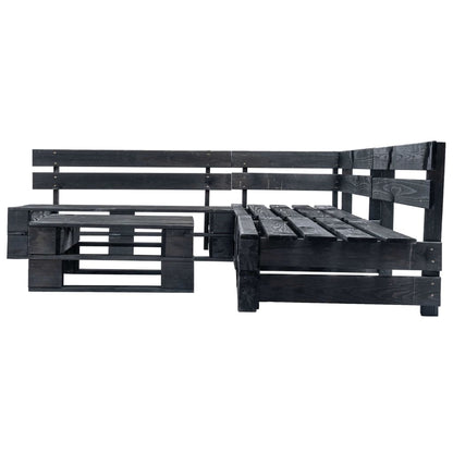 4-Delige Loungeset Pallet Hout Zwart
