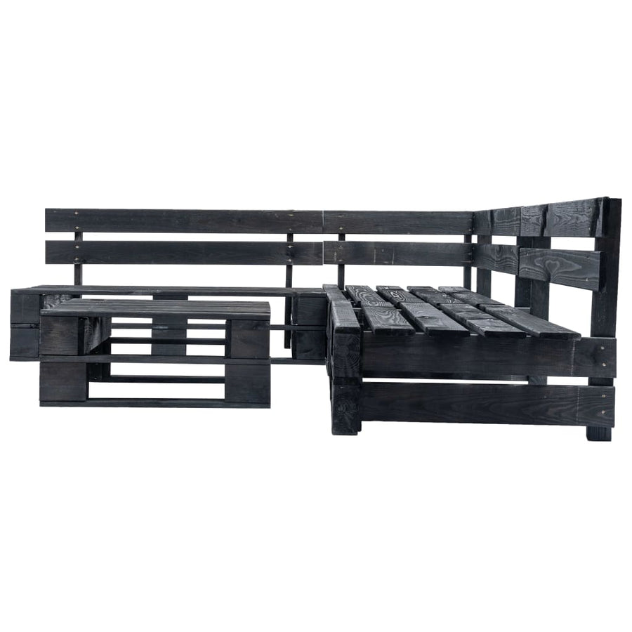4-Delige Loungeset Pallet Hout Zwart
