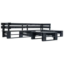 -Delige Loungeset Pallet Hout Zwart
