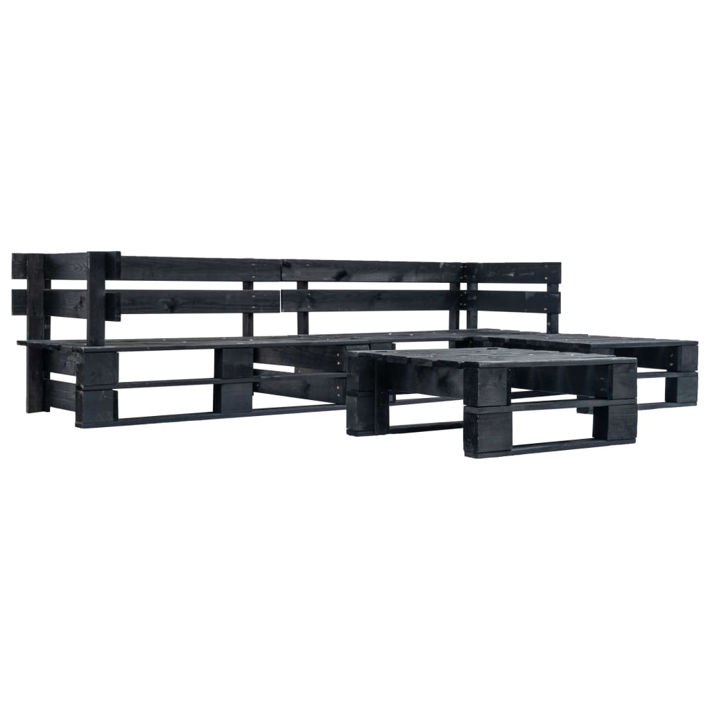 Loungeset Pallet Met E Kussens Hout Zwart en zandkleurig