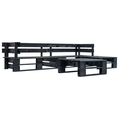 Loungeset Pallet Met E Kussens Hout Zwart en zandkleurig