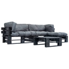 Loungeset pallet met grijze kussens zwart