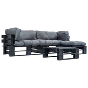 Loungeset pallet met grijze kussens zwart