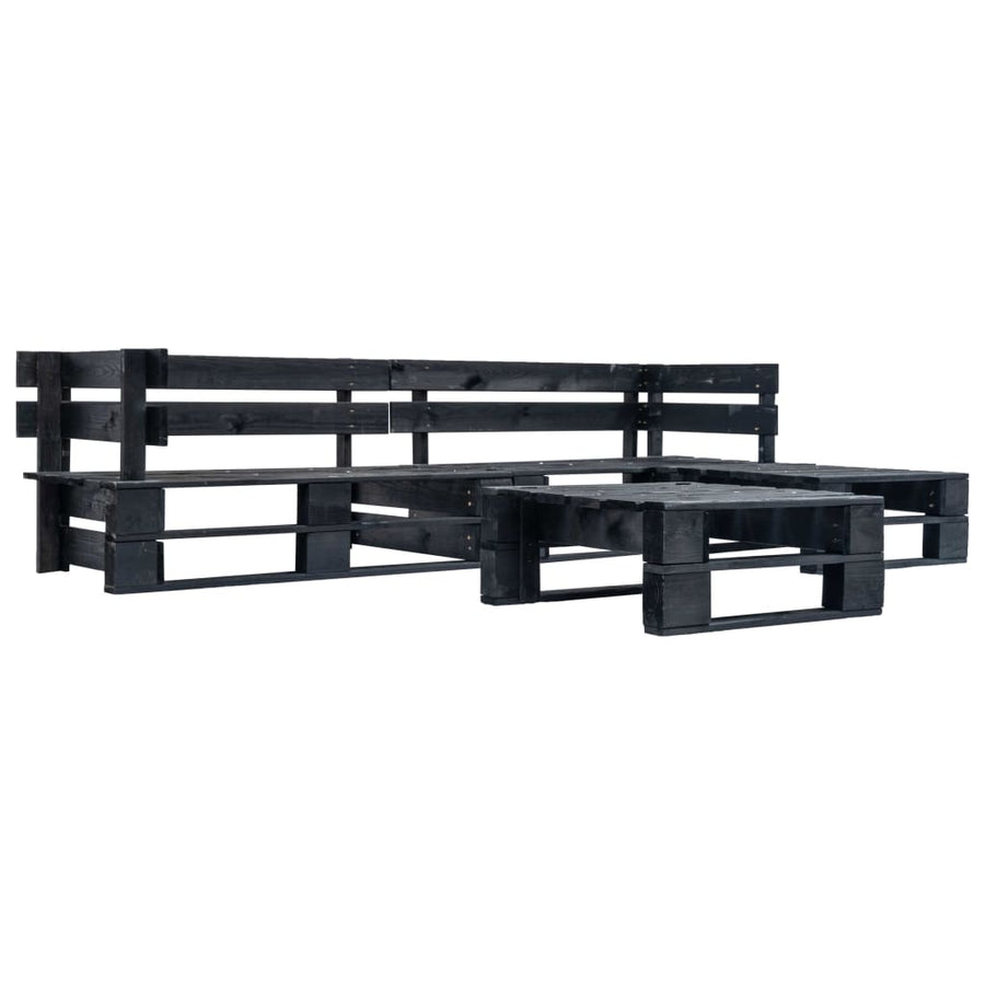 Loungeset Pallet Met Grijze Kussens Hout Zwart en grijs
