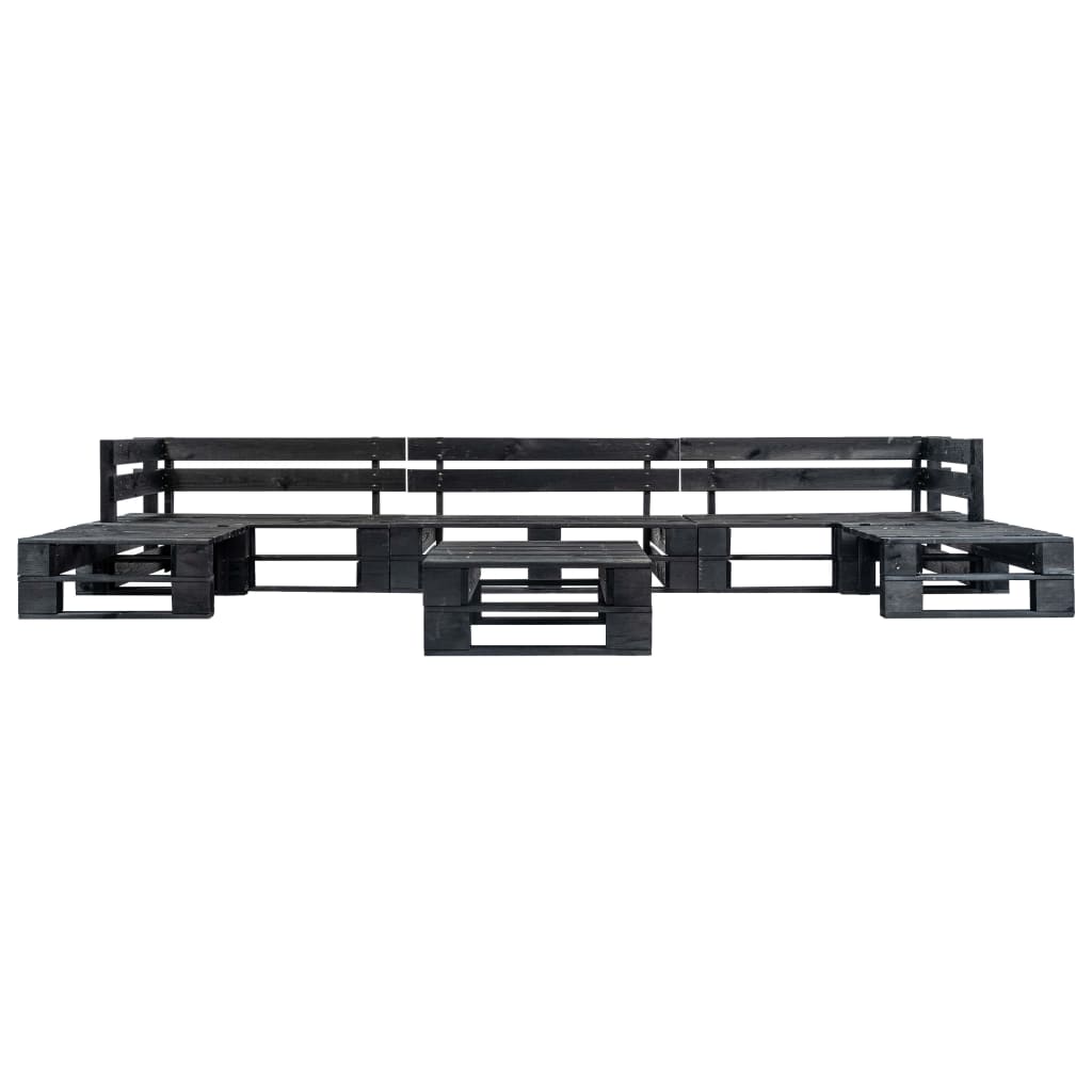 6-Delige Loungeset Pallet Hout Zwart