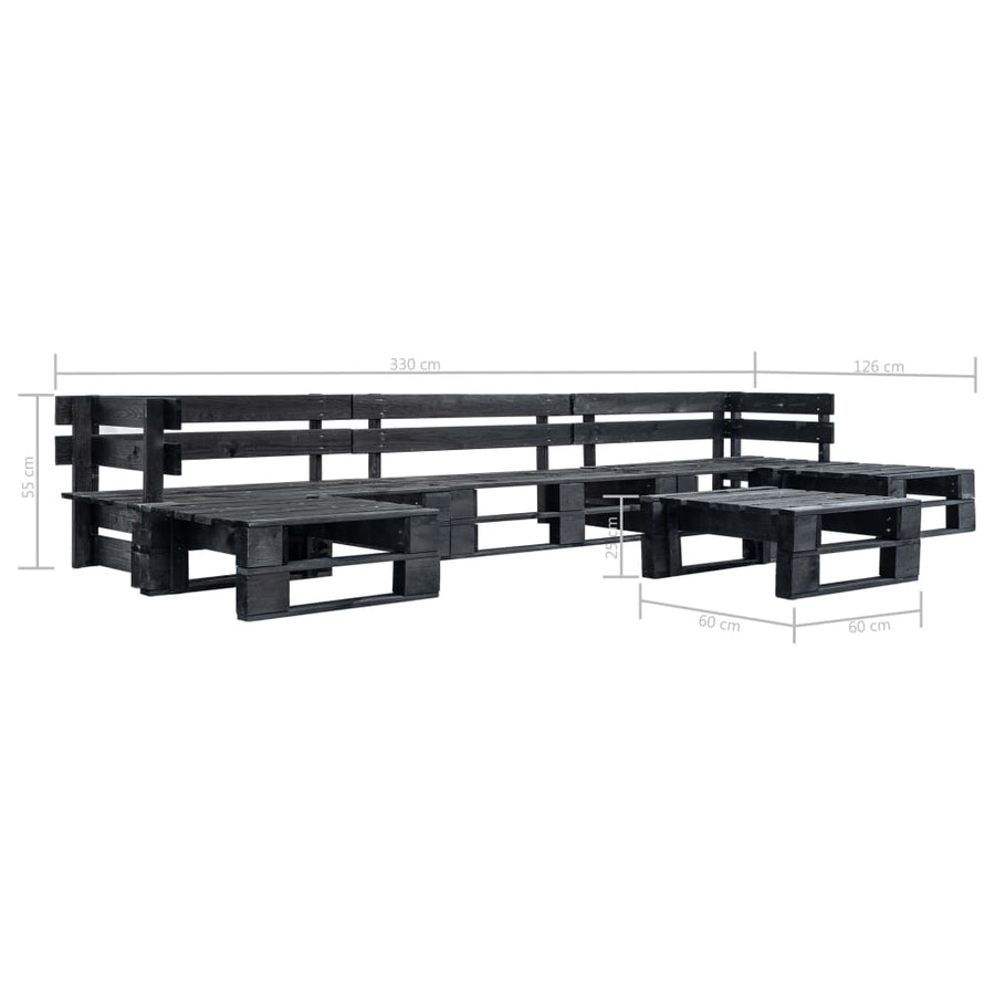 6-Delige Loungeset Pallet Hout Zwart