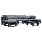 Loungeset pallet 6-delig met grijze kussens grenenhout