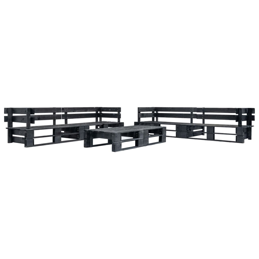 -Delige Loungeset Pallet Hout Zwart