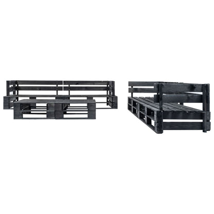 -Delige Loungeset Pallet Hout Zwart