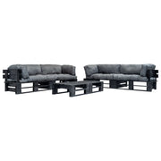 Loungeset pallet 6-delig grenenhout grijs