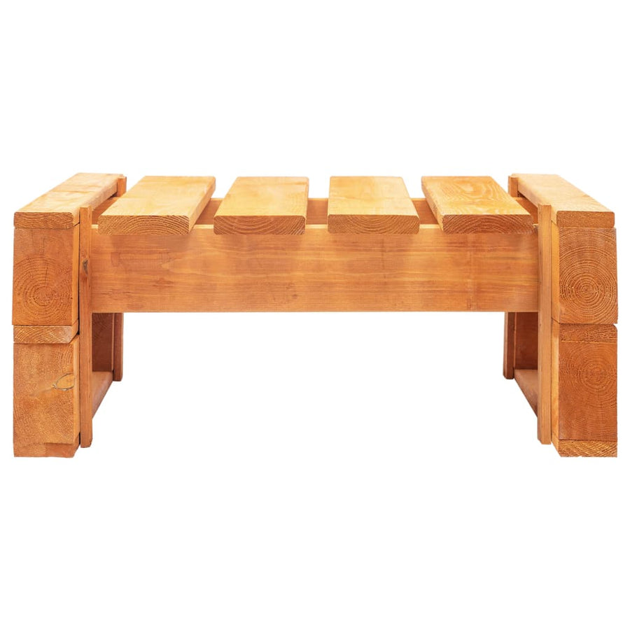 Tuinpoef met zandkleurig kussen pallet hout honingbruin