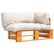 Garden Bench With Cushions Pallet Pine Wood Brown and Sand-colored