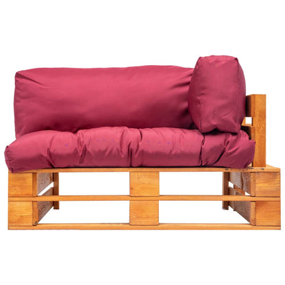 Tuinbank Met Rode Kussens Pallet Grenenhout Bruin en rood