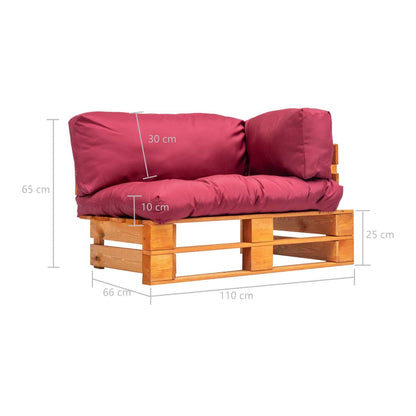 Tuinbank Met Rode Kussens Pallet Grenenhout Bruin en rood