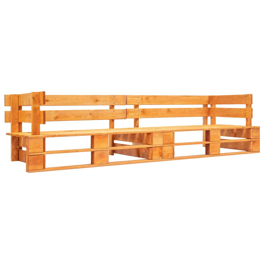 2-Delige Bankenset Pallet Met Grijze Kussens Grenenhout Bruin en grijs