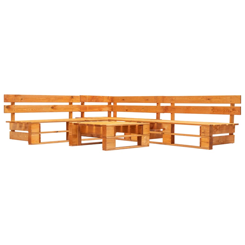 4-Delige Loungeset Pallet Hout Zwart