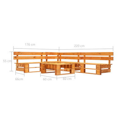 4-delige Loungeset pallet hout honingbruin