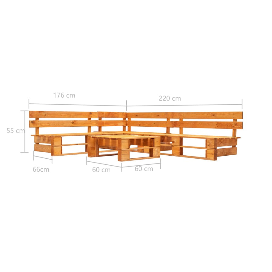 4-delige Loungeset pallet hout honingbruin