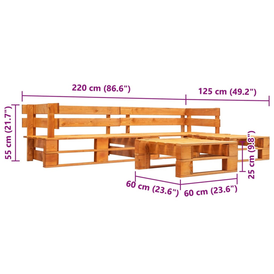 4-delige Loungeset pallet hout honingbruin