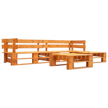 4-delige Loungeset pallet met grijze kussens hout