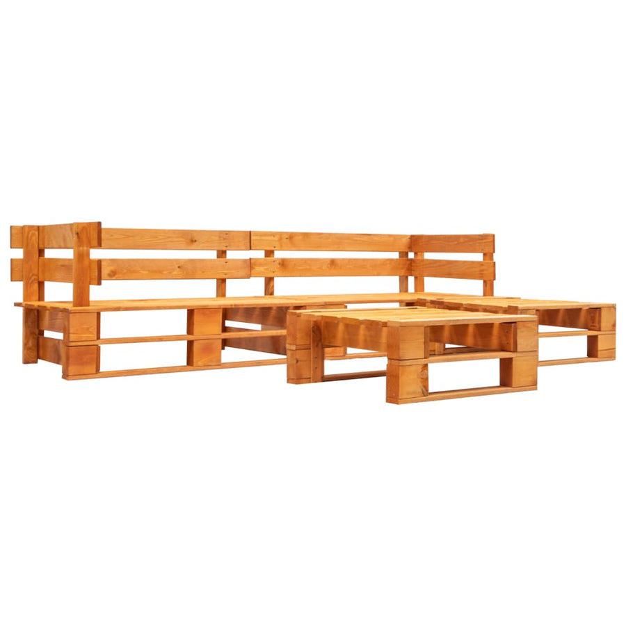 4-delige Loungeset pallet met grijze kussens hout