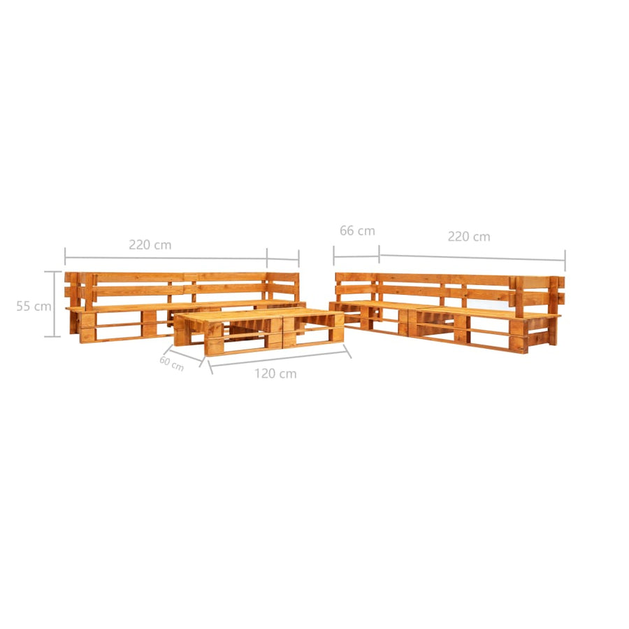 -Delige Loungeset Pallet Hout Honingbruin