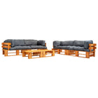 Lounge set Pallet With Grey Cushions Wood Brown and grey